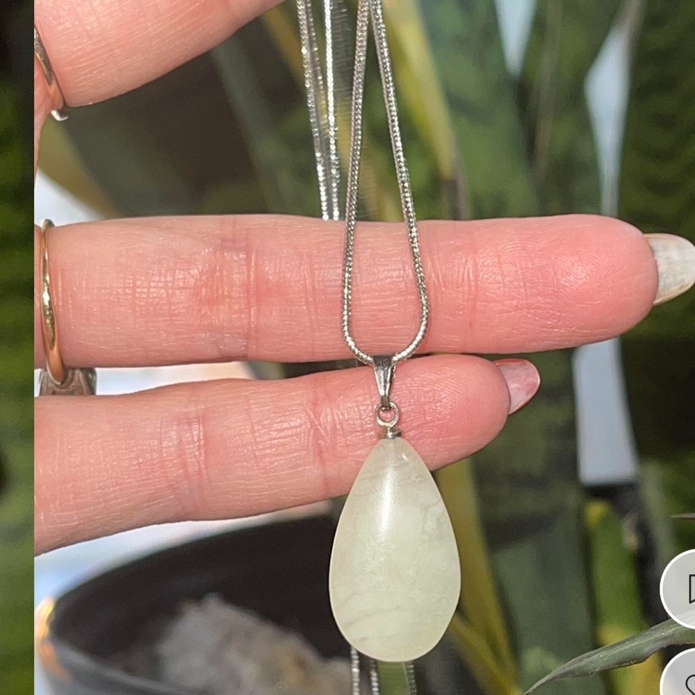Quartz tumbled  teardrop necklace